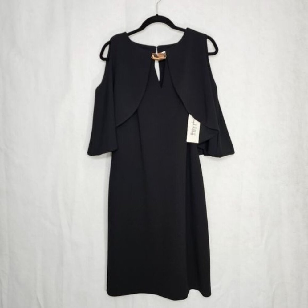 Joseph Ribkoff Black Robe Caplet Sheath Dress 14